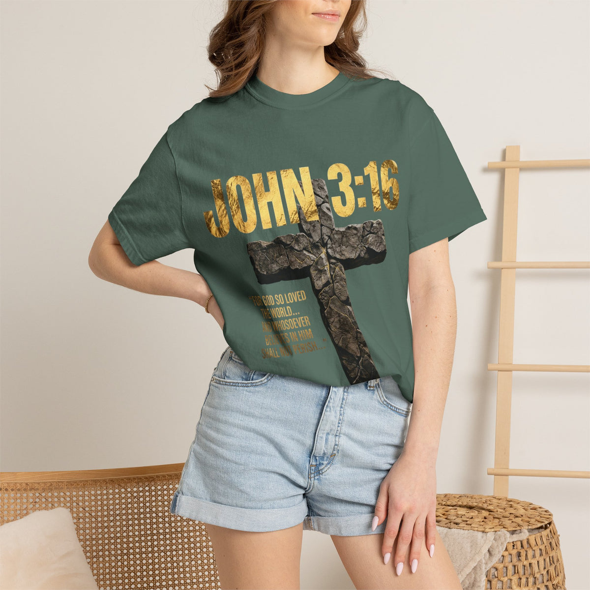 John 3:16 Cross T-Shirt — Christian Faith Scripture Tee