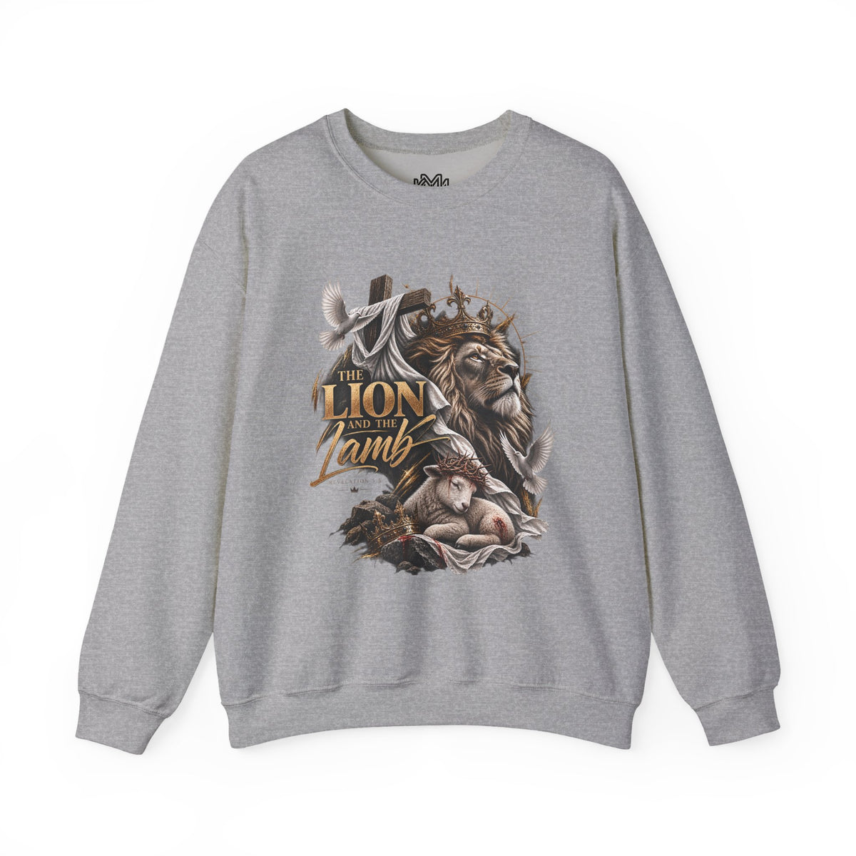 Lion and Lamb Crewneck Sweatshirt — "The Lion and the Lamb" Christian Graphic Pullover