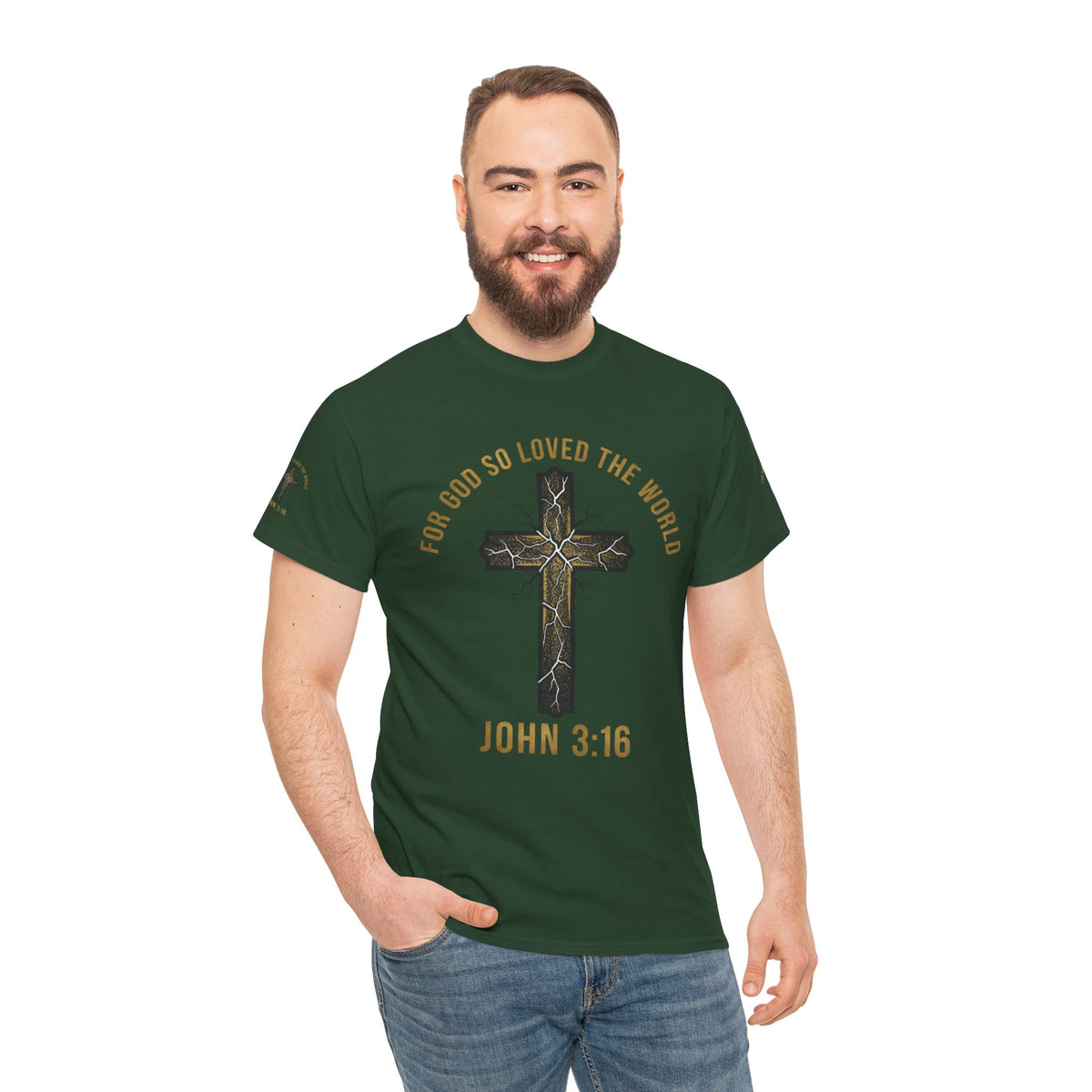 John 3:16 Cross T-Shirt — "For God So Loved the World" Christian Tee