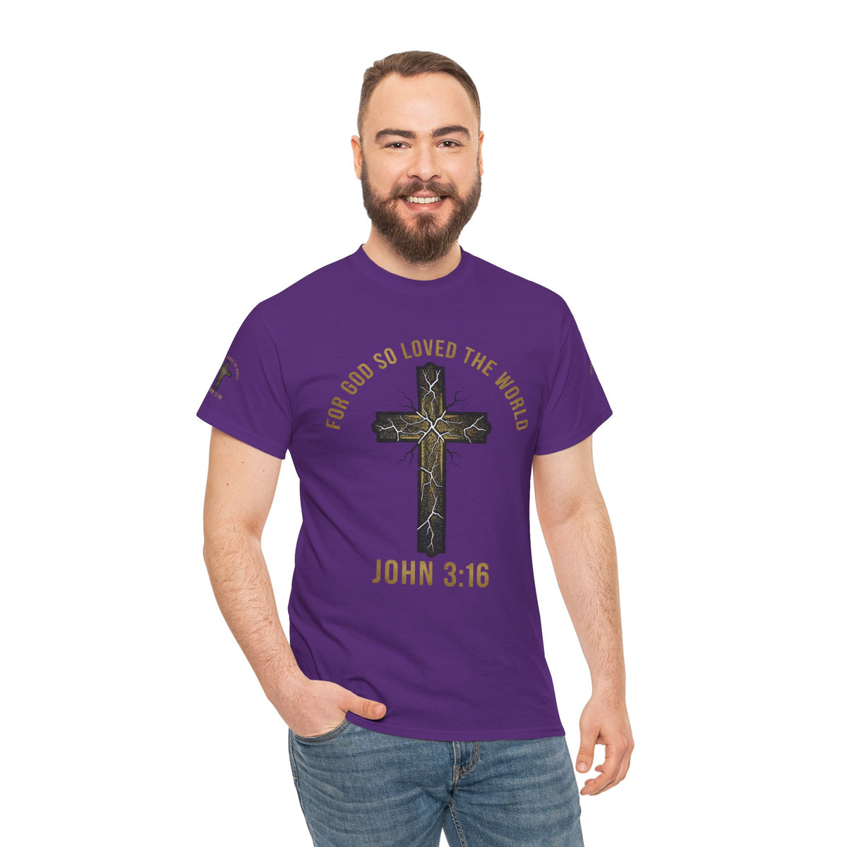 John 3:16 Cross T-Shirt — "For God So Loved the World" Christian Tee