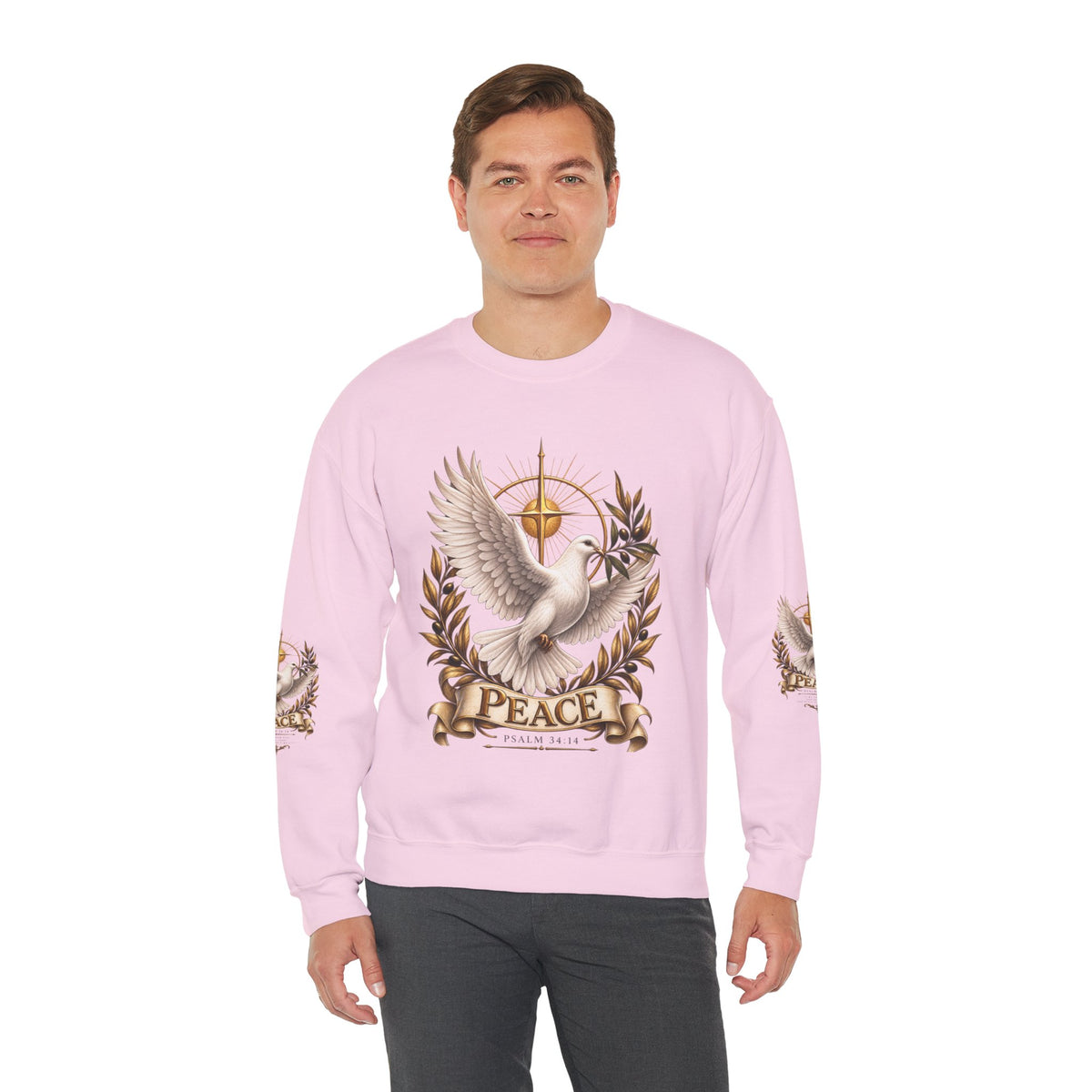 Peace Dove Crewneck Sweatshirt — Religious Christian Dove & Olive Branch Pullover