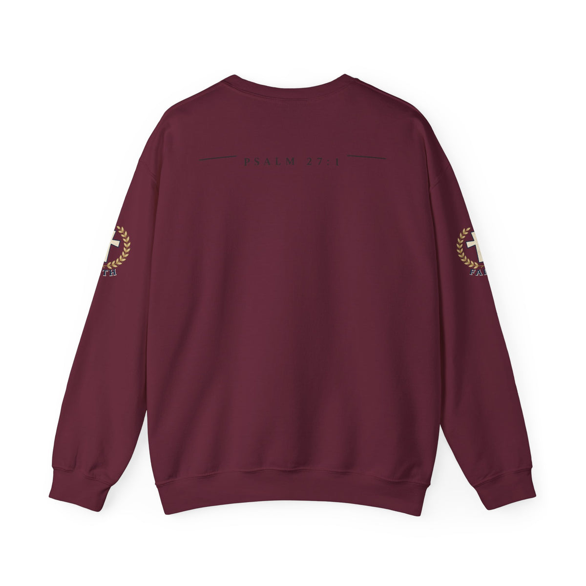 Faith Cross Crewneck Sweatshirt — Christian Psalm 27:1 Pullover