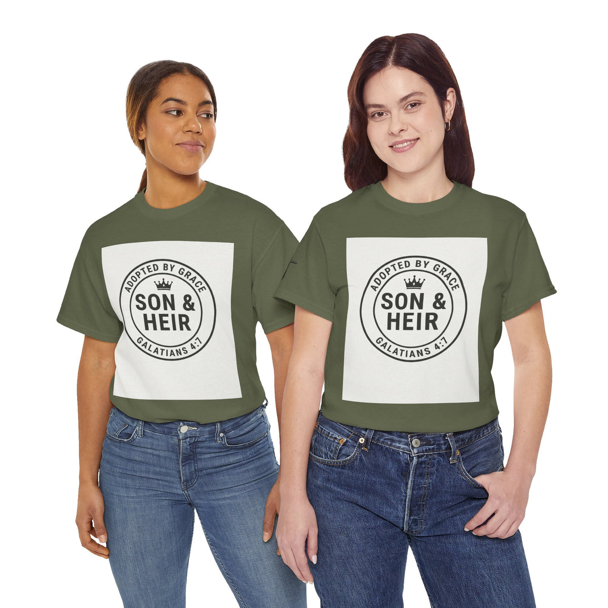 Christian Son & Heir T-Shirt — 'Adopted by Grace' Faith Tee with Jesus Prayer Design