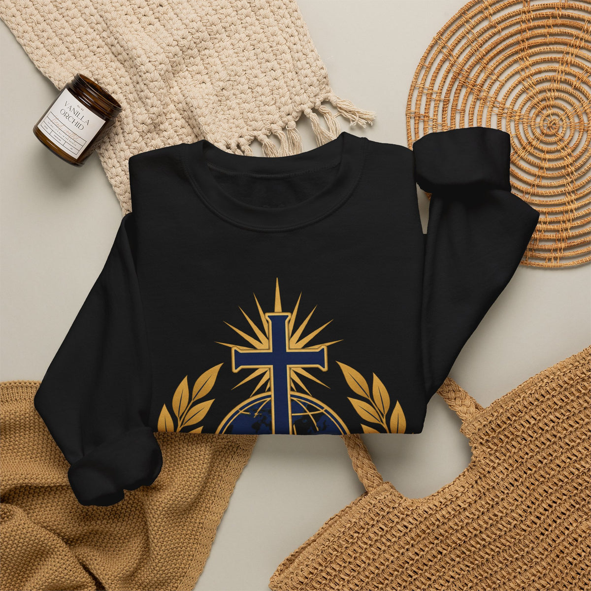 Great Commission Crewneck Sweatshirt — Christian Cross Globe Design