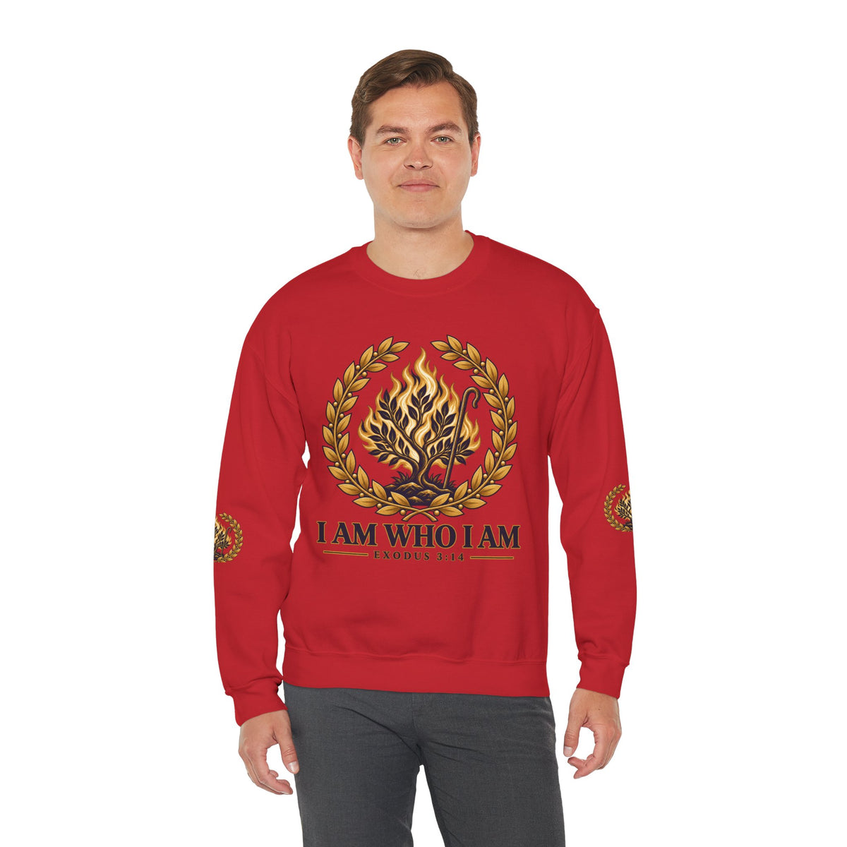 Crewneck Sweatshirt — "I Am Who I Am" Exodus 3:14 Inspirational Pullover