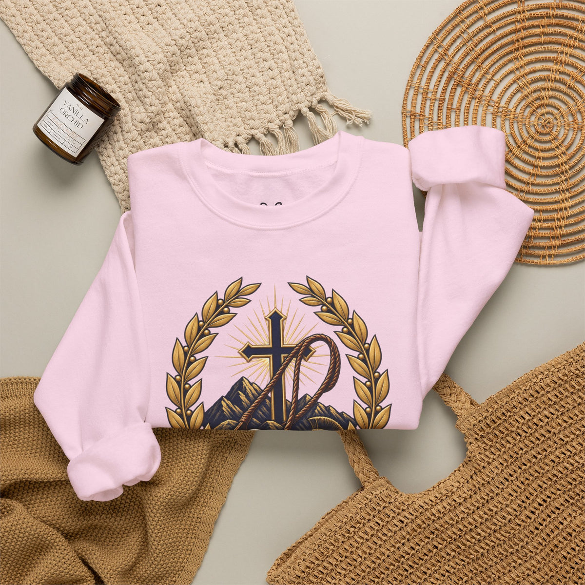 Religious Crewneck Sweatshirt — "The Battle Is The Lord's" (1 Samuel 17:47)