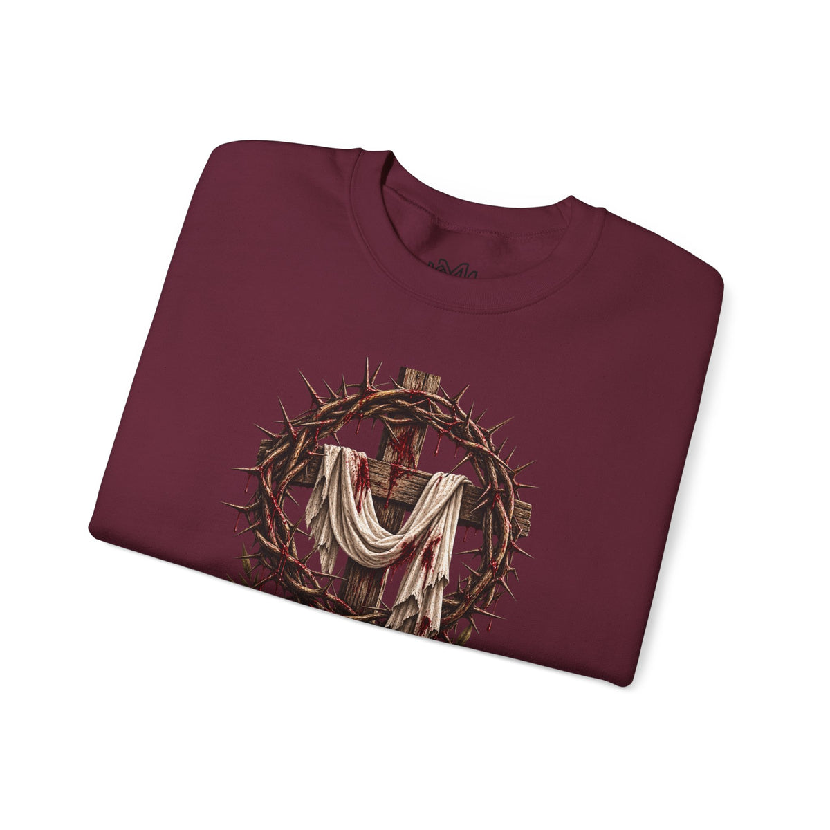 Redeemed Cross Sweatshirt — Christian Faith Crewneck (crown of thorns design)