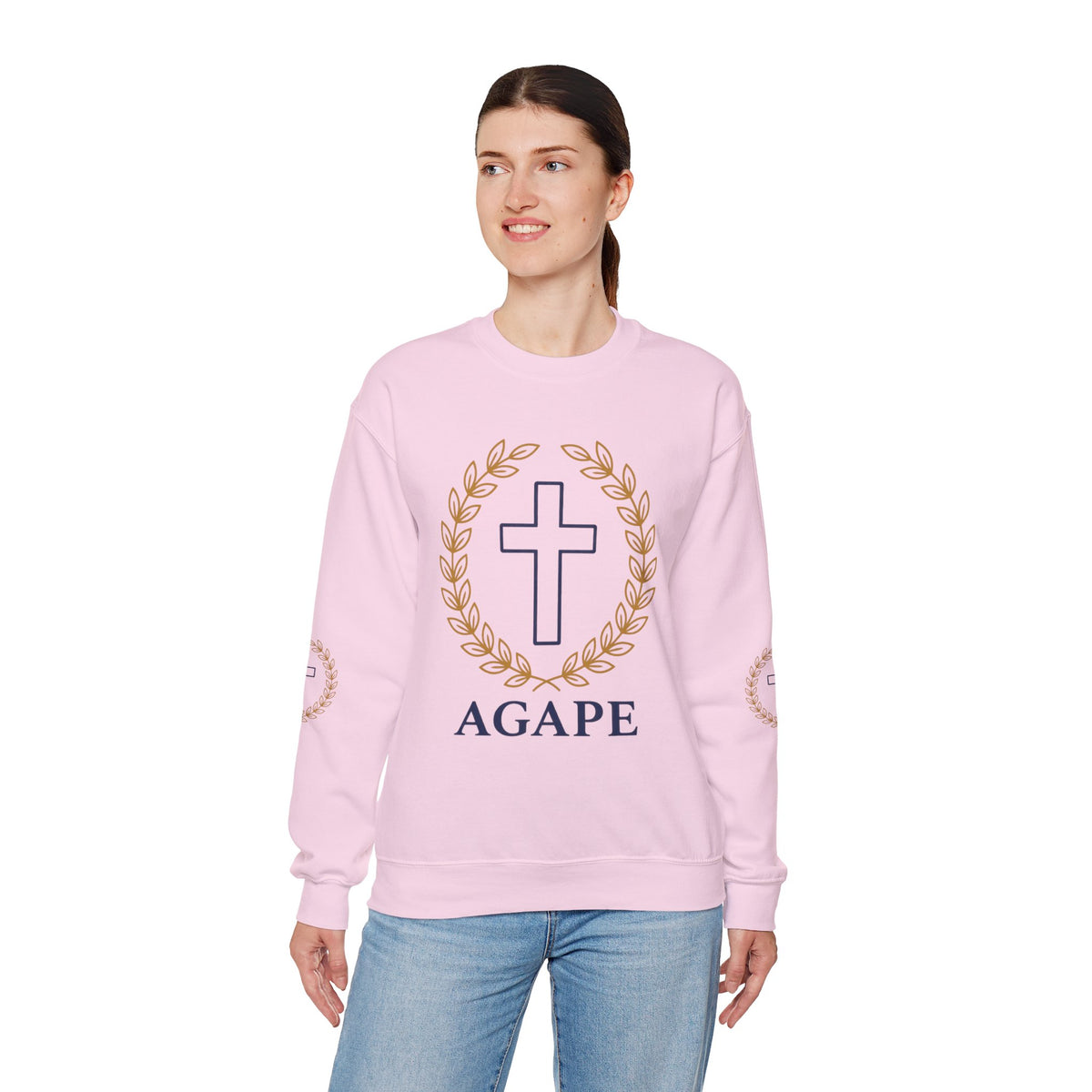 Agape Cross Crewneck Sweatshirt — Christian Faith Pullover
