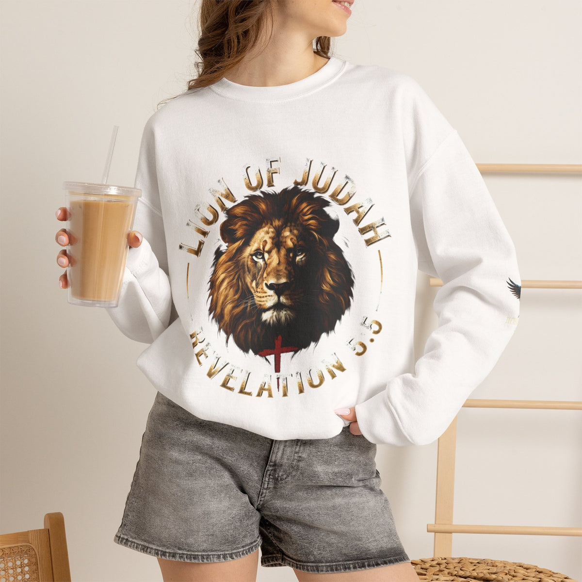 Lion of Judah Sweatshirt – "Revelation 5:5" Christian Crewneck