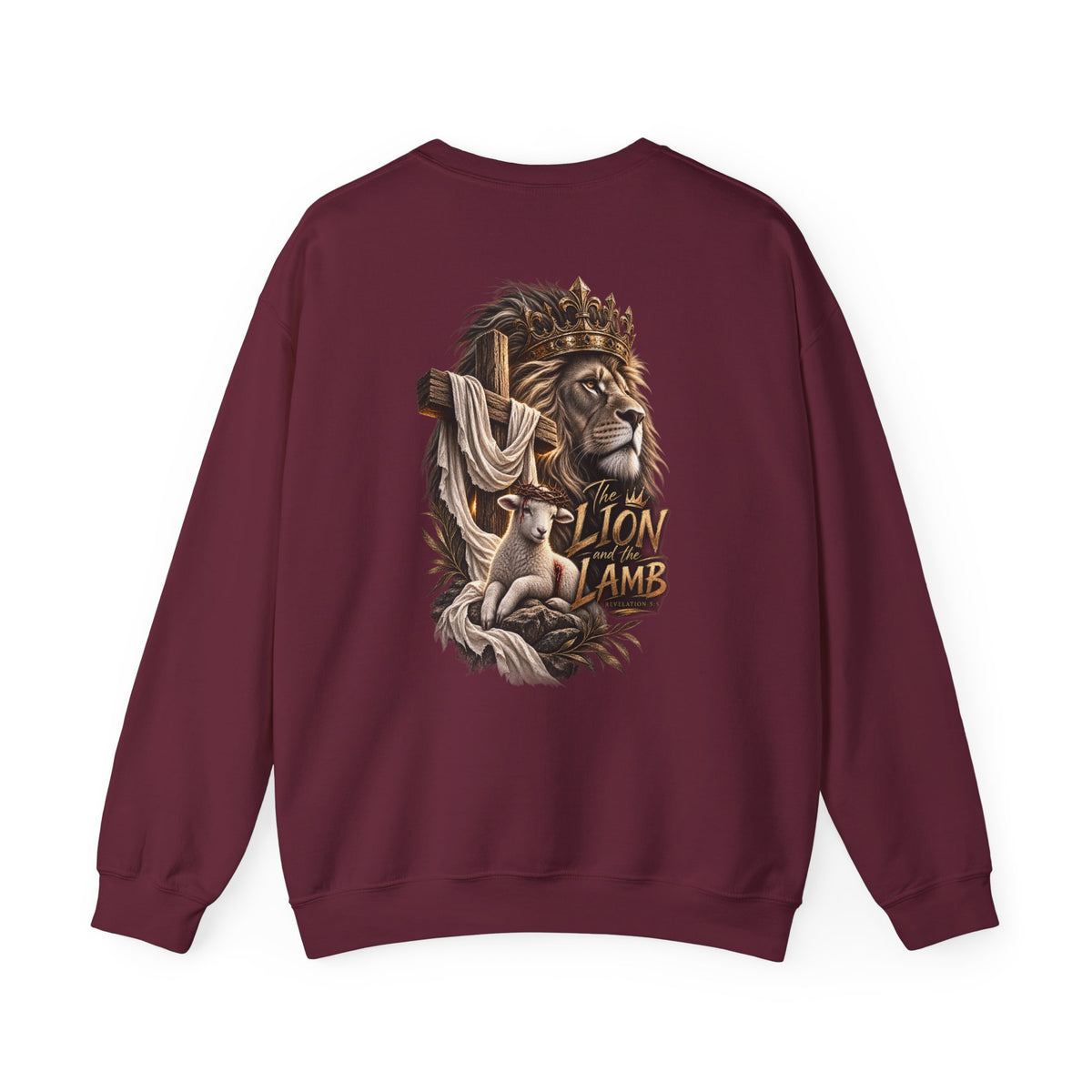 Lion and Lamb Crewneck Sweatshirt — "The Lion and the Lamb" Christian Graphic Pullover