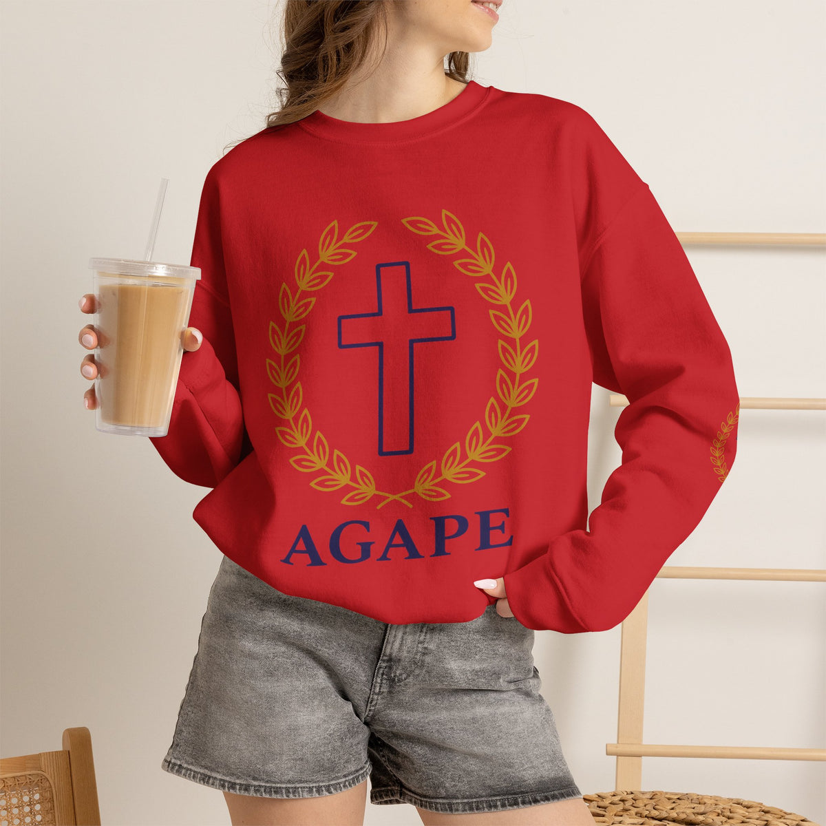 Agape Cross Crewneck Sweatshirt — Christian Faith Pullover
