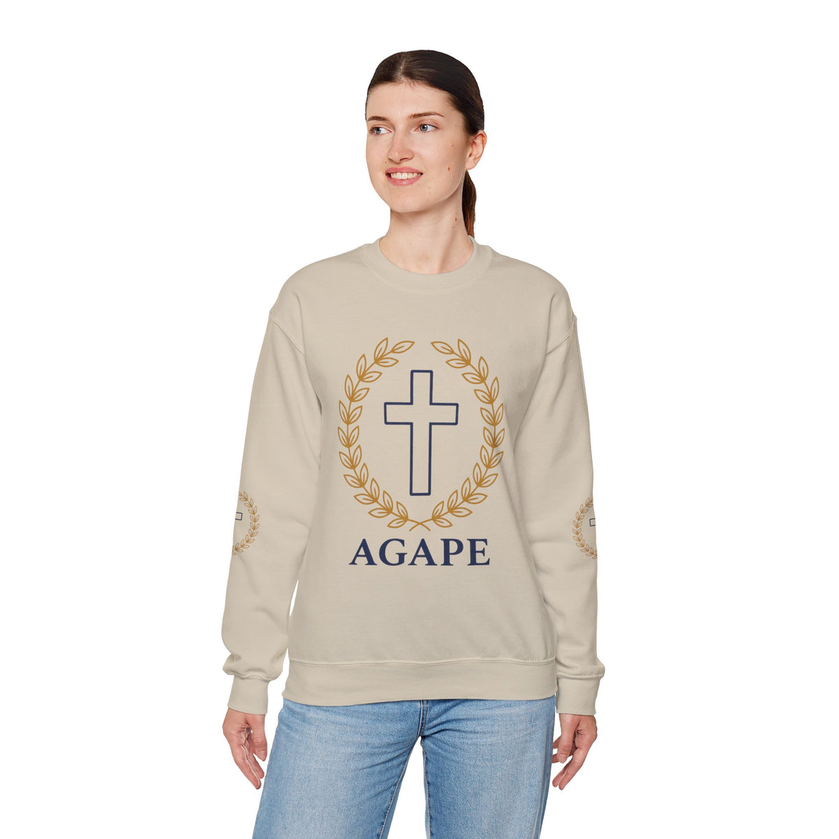Agape Cross Crewneck Sweatshirt — Christian Faith Pullover