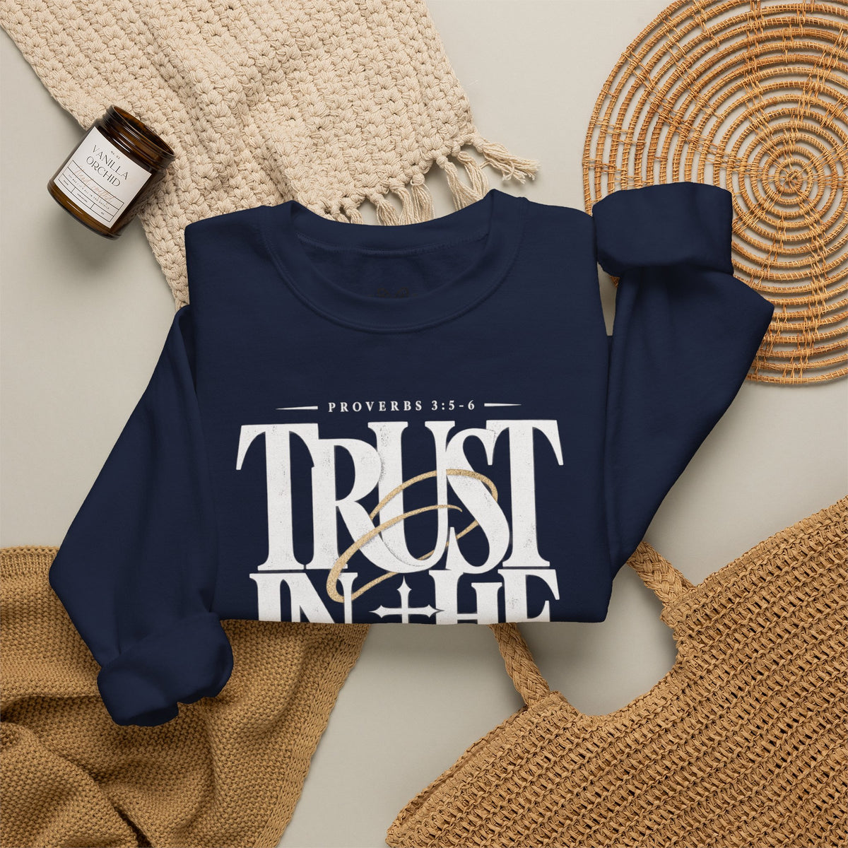 Trust in the Lord Crewneck Sweatshirt — Proverbs 3:5-6 Christian Pullover