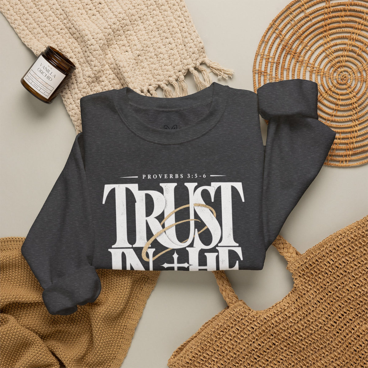 Trust in the Lord Crewneck Sweatshirt — Proverbs 3:5-6 Christian Pullover