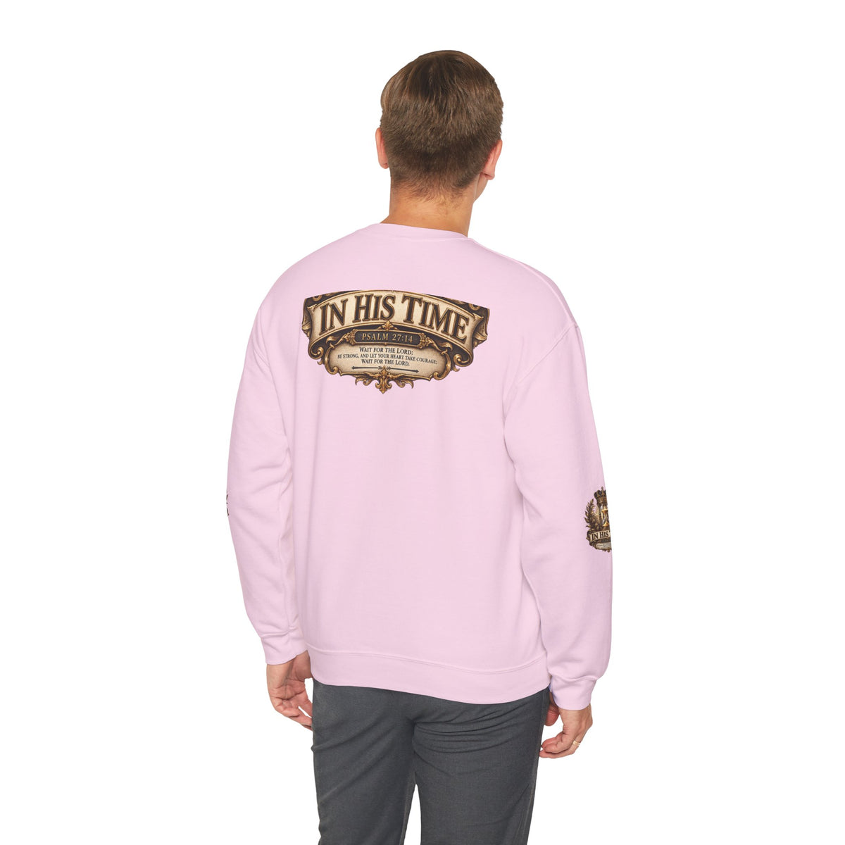 In His Time Crewneck Sweatshirt – Inspirational Christian Scripture Hourglass Design