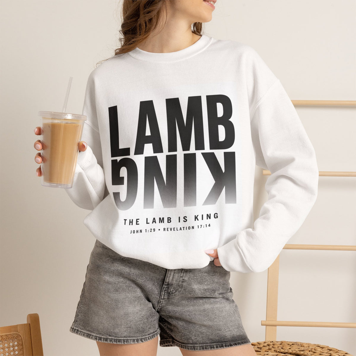 Lamb King Crewneck Sweatshirt — "The Lamb Is King" Christian Graphic Pullover