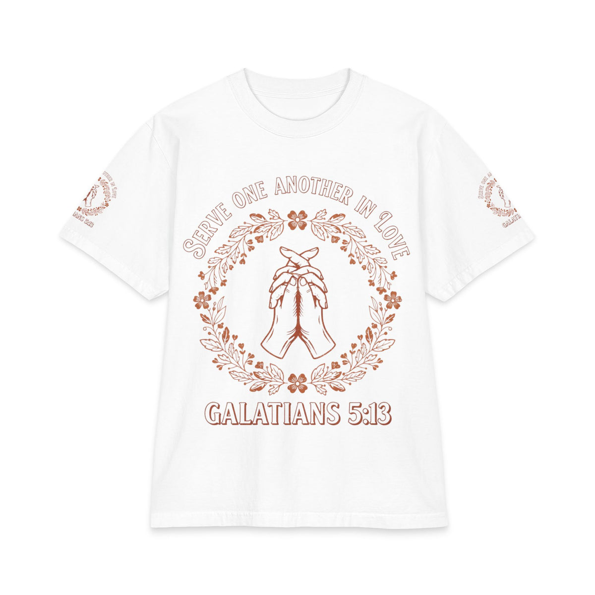 Galatians 5:13 Prayer Hands T-Shirt — Serve One Another in Love Christian Tee