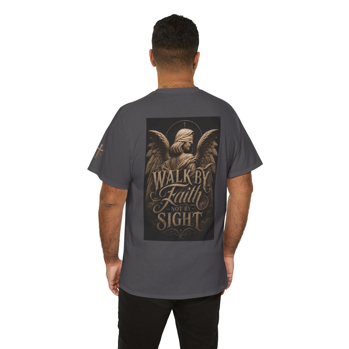 Angel Graphic Tee — "Walk by Faith, Not by Sight" Inspirational T‑Shirt