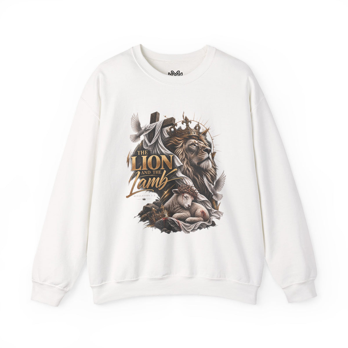 Lion and Lamb Crewneck Sweatshirt — "The Lion and the Lamb" Christian Graphic Pullover