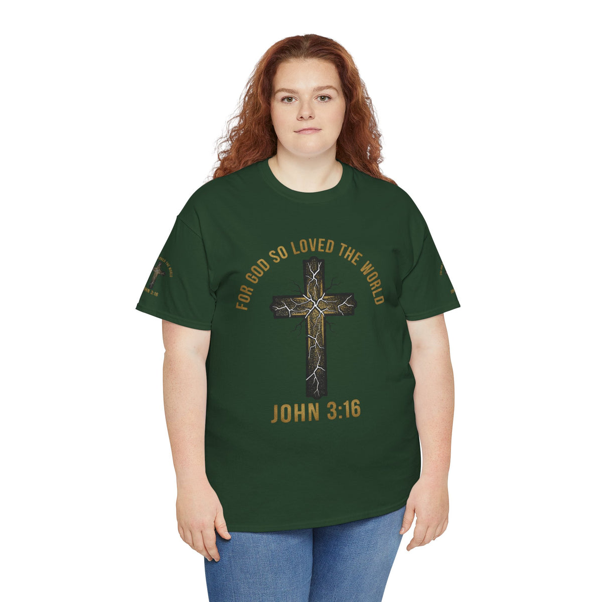 John 3:16 Cross T-Shirt — "For God So Loved the World" Christian Tee
