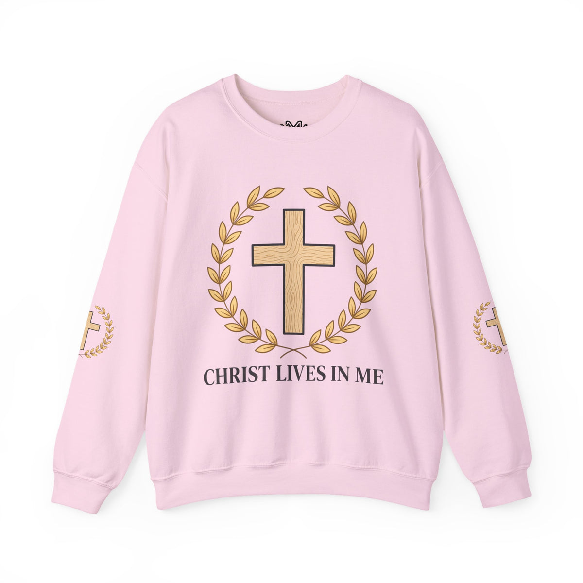 Christian Cross Crewneck Sweatshirt – "Christ Lives in Me" Religious Pullover