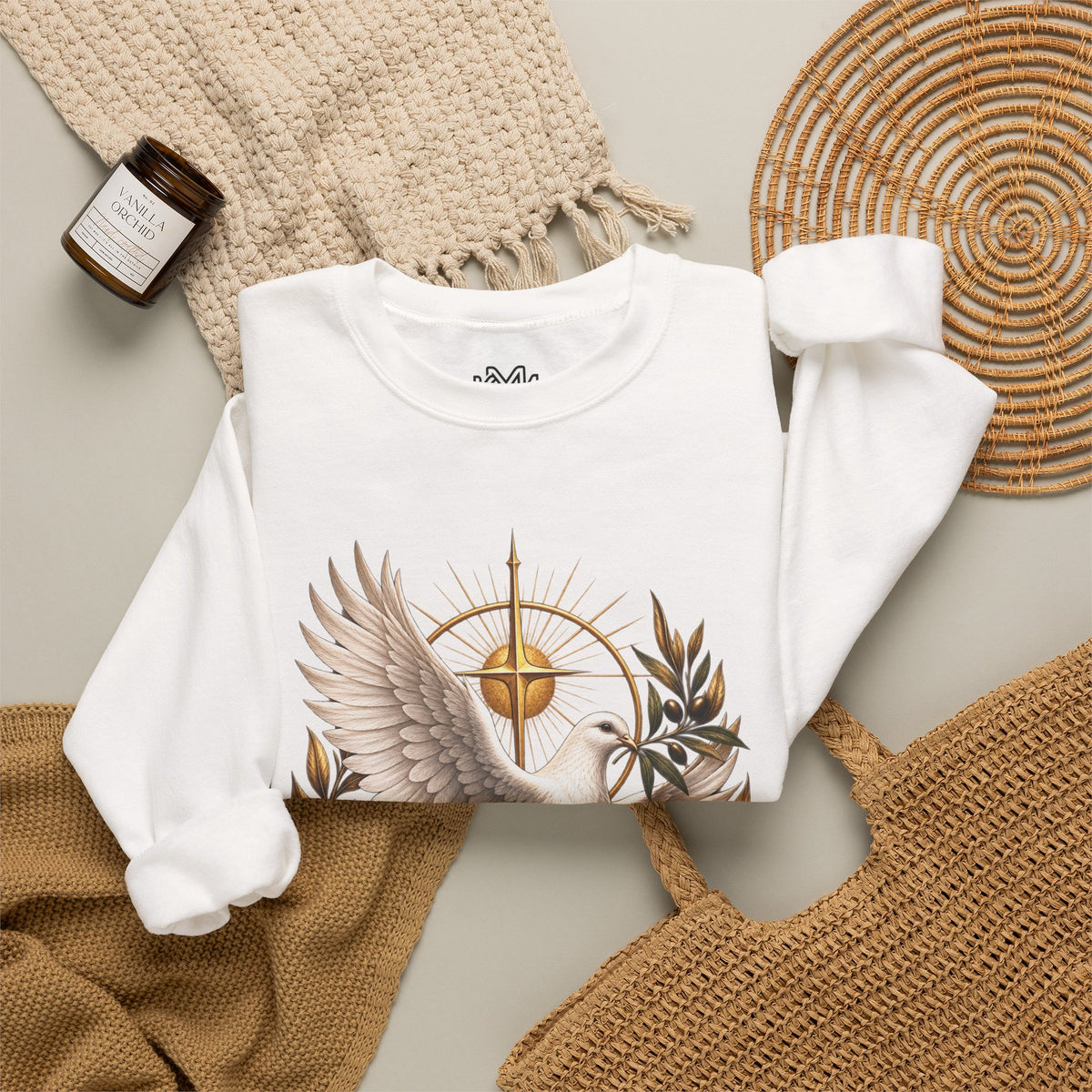 Peace Dove Crewneck Sweatshirt — Religious Christian Dove & Olive Branch Pullover
