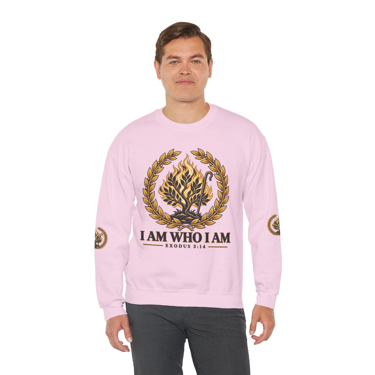 Crewneck Sweatshirt — "I Am Who I Am" Exodus 3:14 Inspirational Pullover