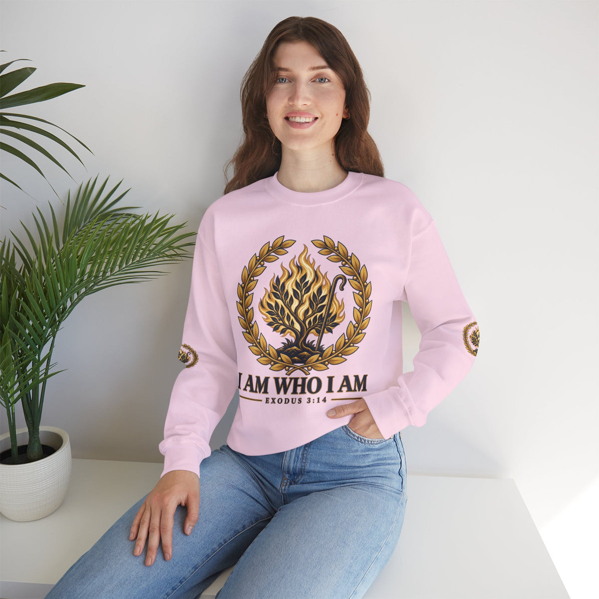 Crewneck Sweatshirt — "I Am Who I Am" Exodus 3:14 Inspirational Pullover