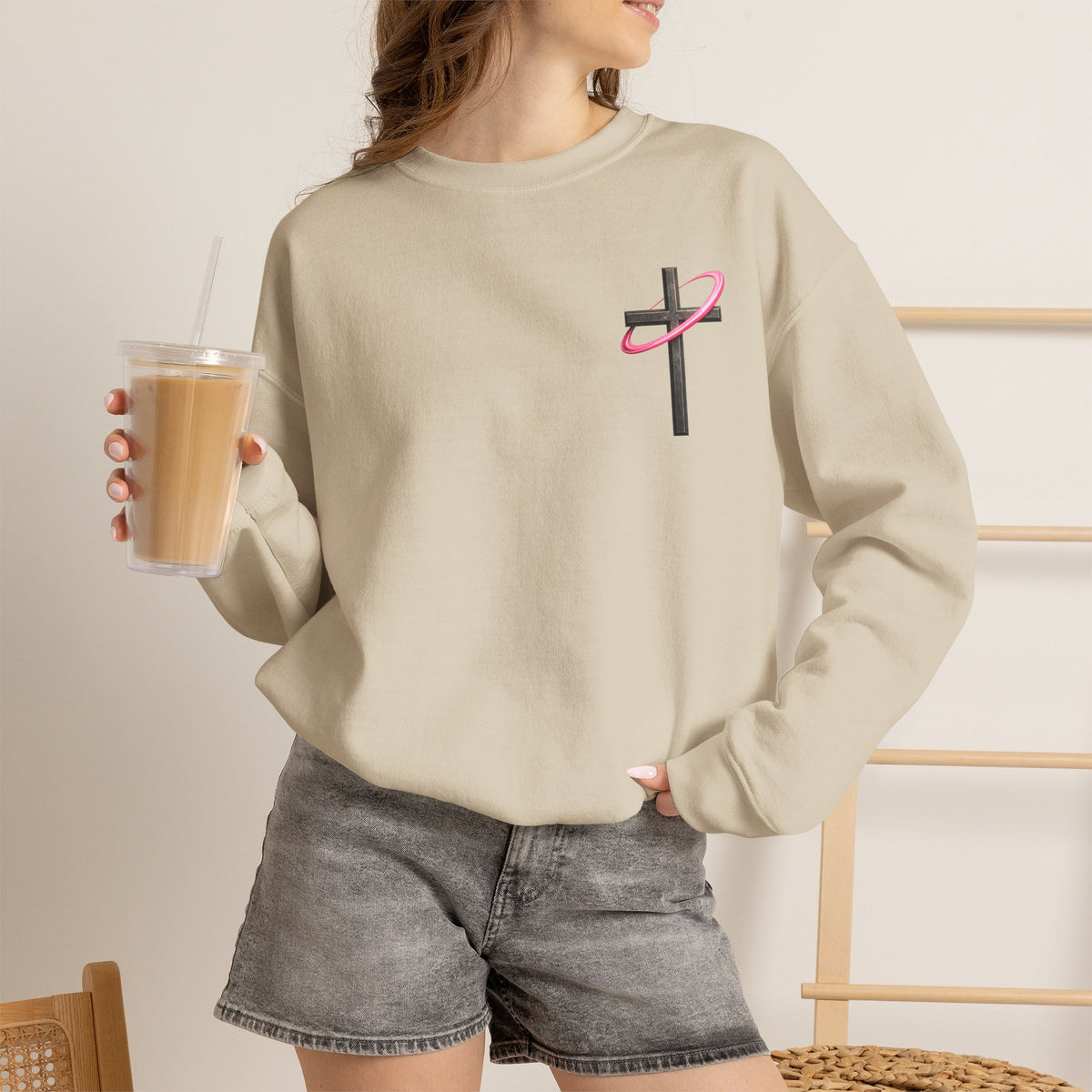 Christian Crewneck Sweatshirt — “With God All Things Are Possible” Inspirational Pullover