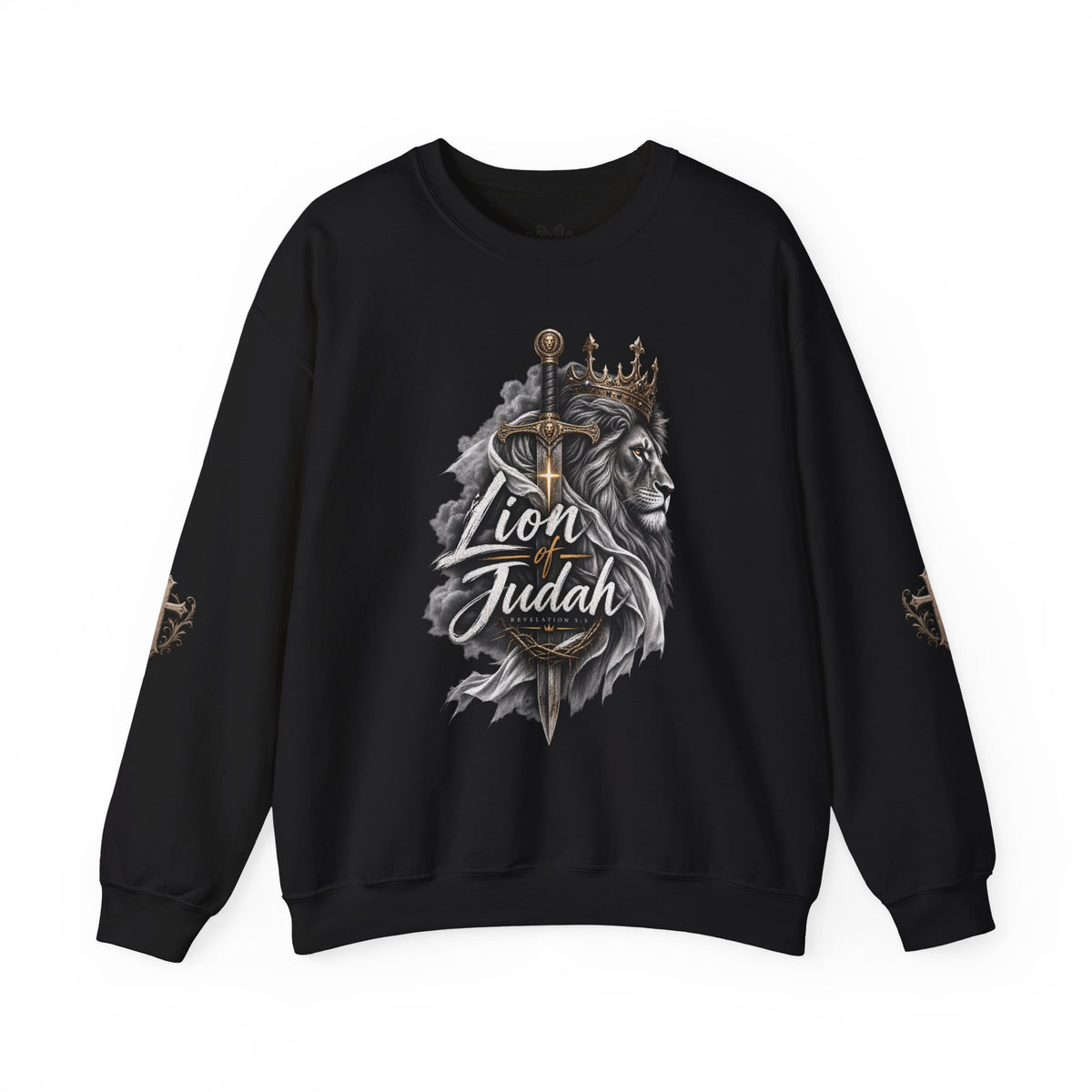 Lion of Judah Sweatshirt — Christian Lion Crewneck with Crown & Ichthys Back