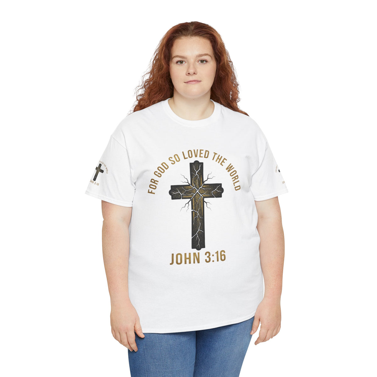 John 3:16 Cross T-Shirt — "For God So Loved the World" Christian Tee