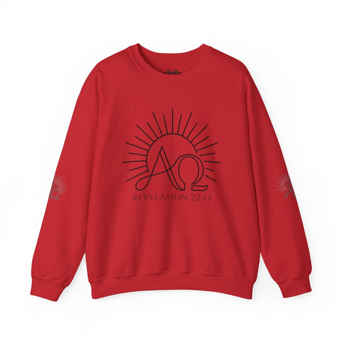 Alpha & Omega Crewneck Sweatshirt — Revelation 22:13 Christian Graphic Pullover