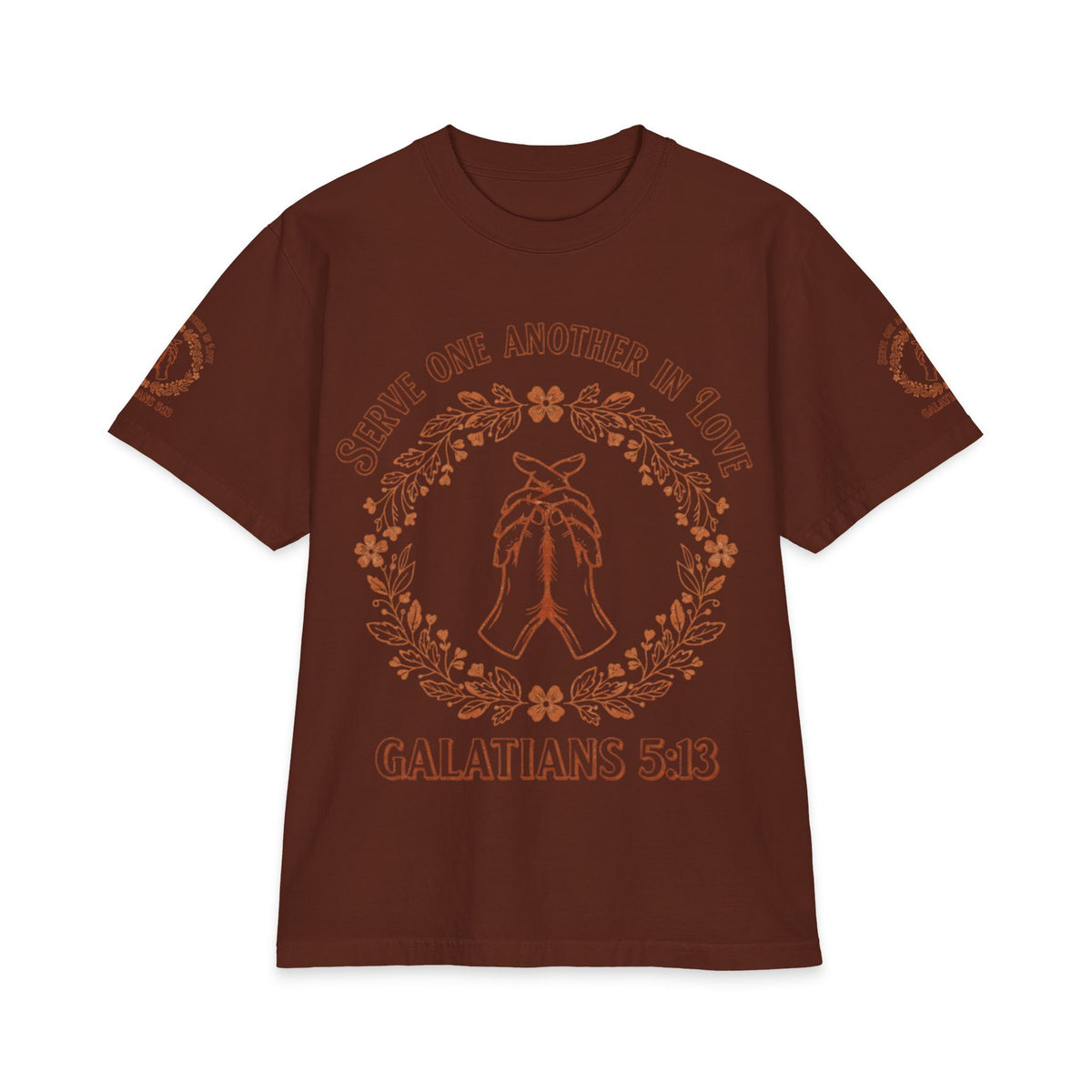 Galatians 5:13 Prayer Hands T-Shirt — Serve One Another in Love Christian Tee