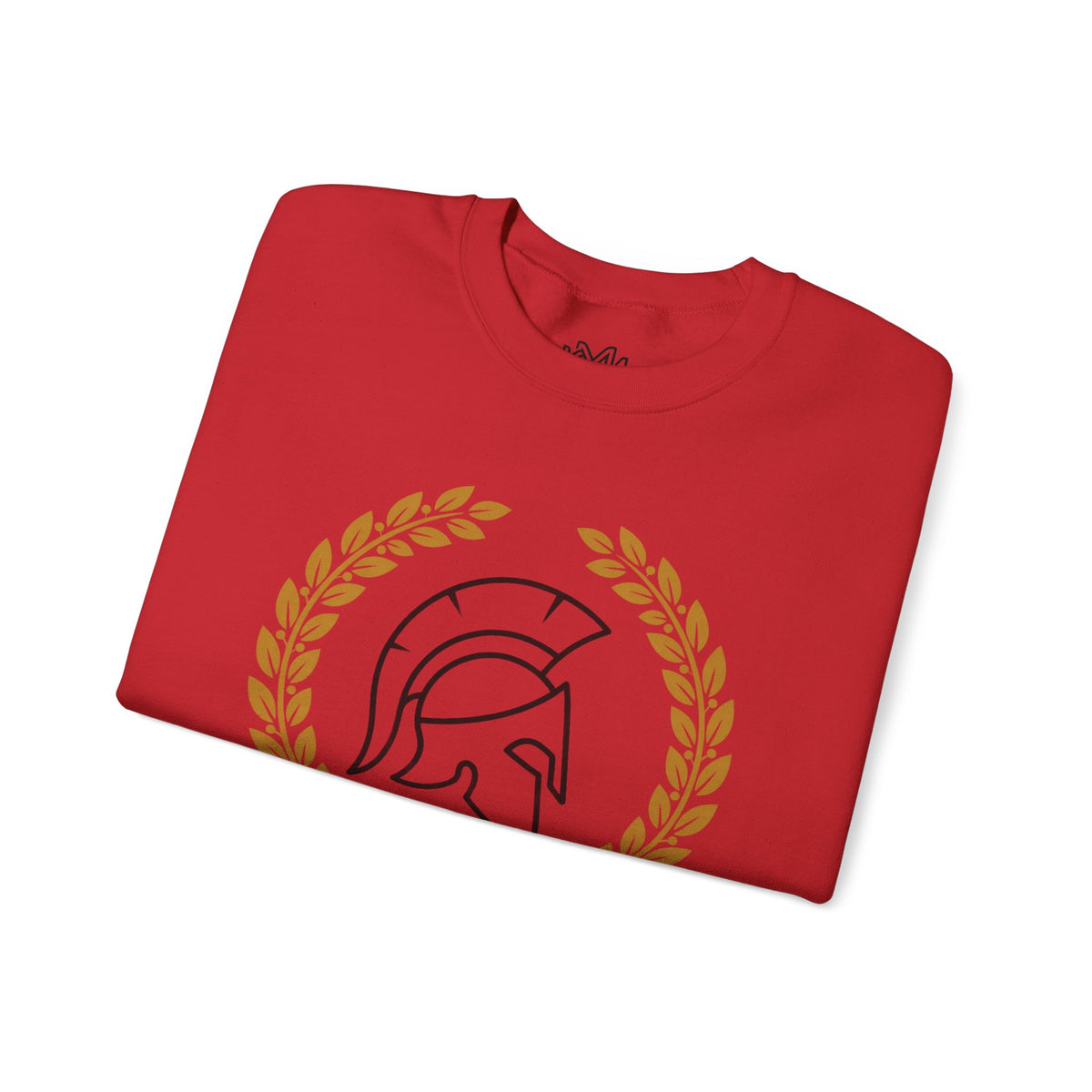 Courage Spartan Helmet Crewneck Sweatshirt — "Courage" with Laurel & Psalm 121:1-2