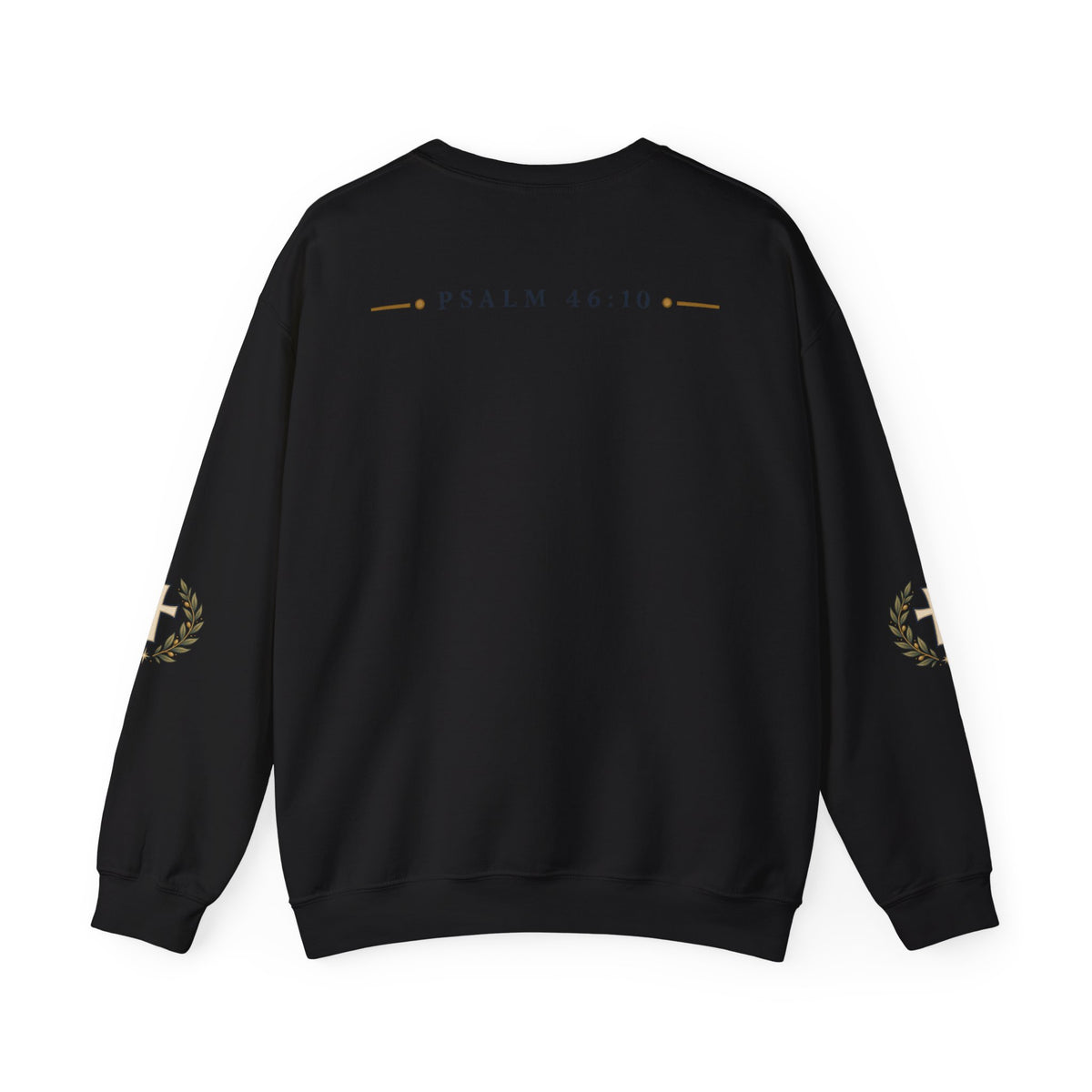 Crewneck Sweatshirt — "Be Still" Psalm 46:10 Christian Cross Design
