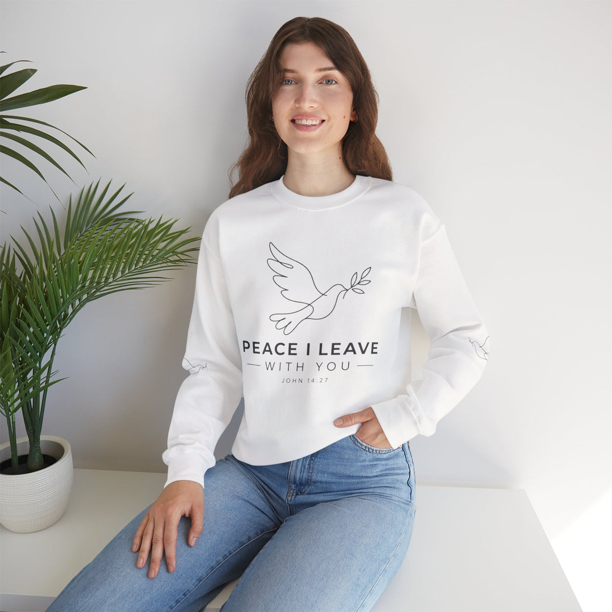 Peace I Leave Crewneck Sweatshirt — Dove & John 14:27 Inspirational Sweatshirt