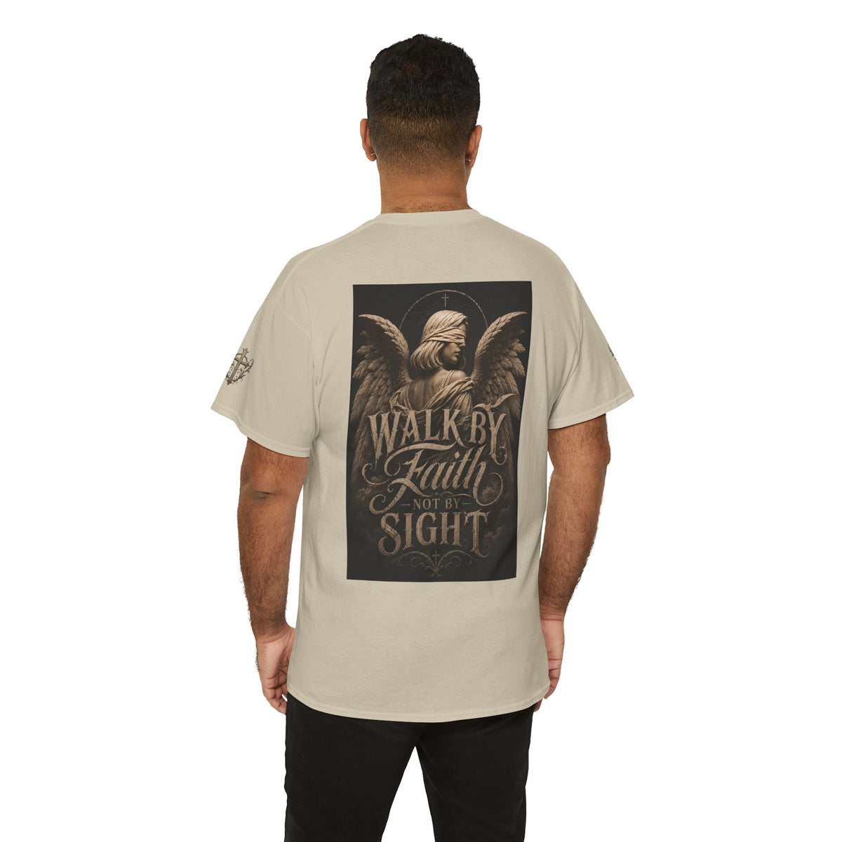 Angel Graphic Tee — "Walk by Faith, Not by Sight" Inspirational T‑Shirt