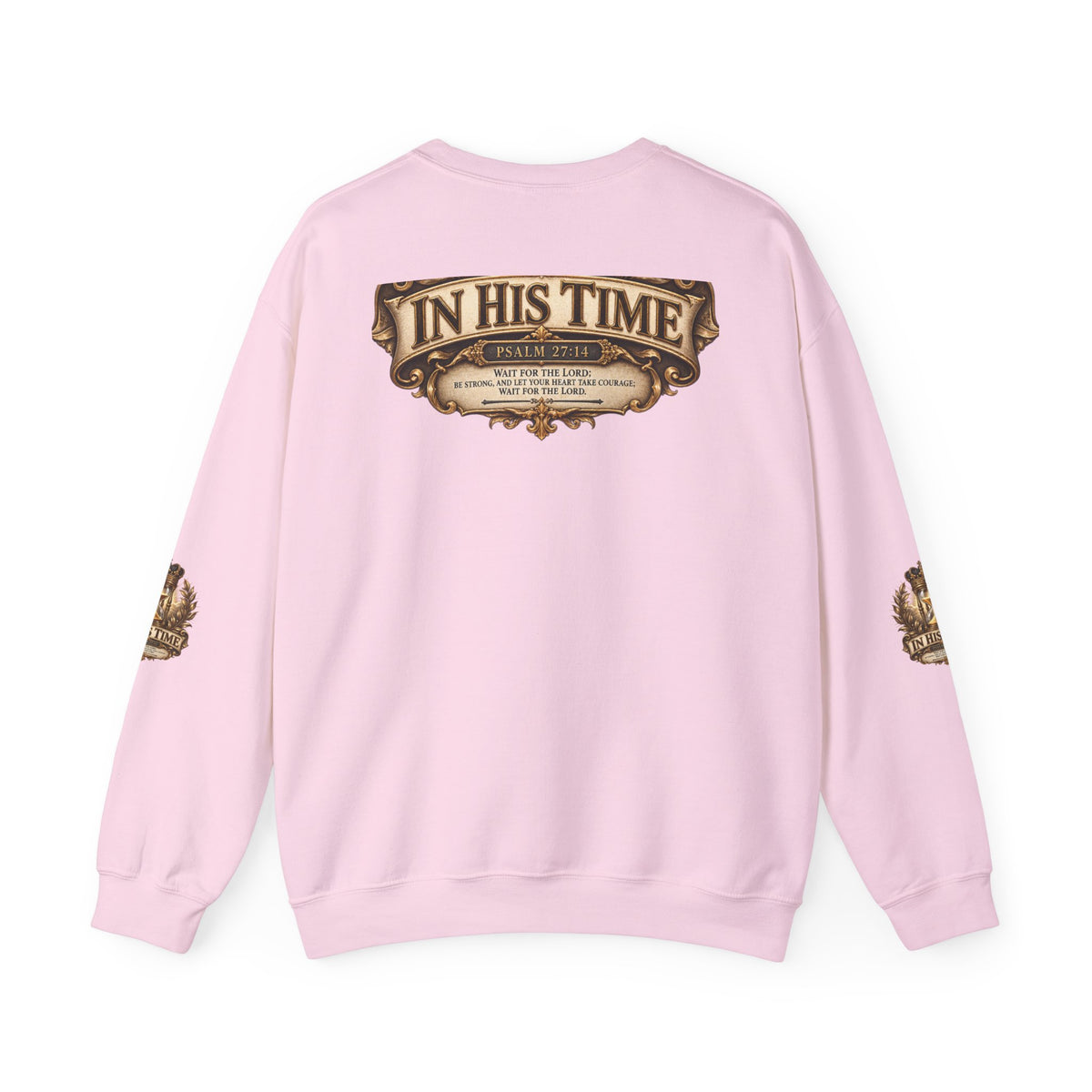 In His Time Crewneck Sweatshirt – Inspirational Christian Scripture Hourglass Design