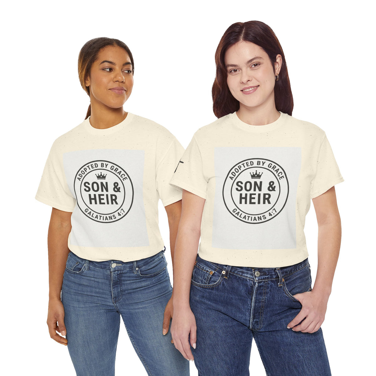 Christian Son & Heir T-Shirt — 'Adopted by Grace' Faith Tee with Jesus Prayer Design