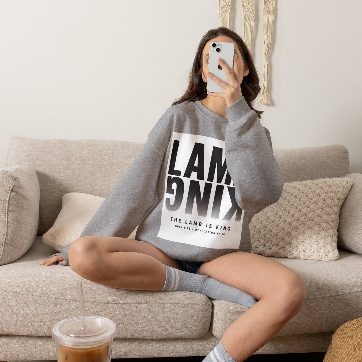 Lamb King Crewneck Sweatshirt — "The Lamb Is King" Christian Graphic Pullover