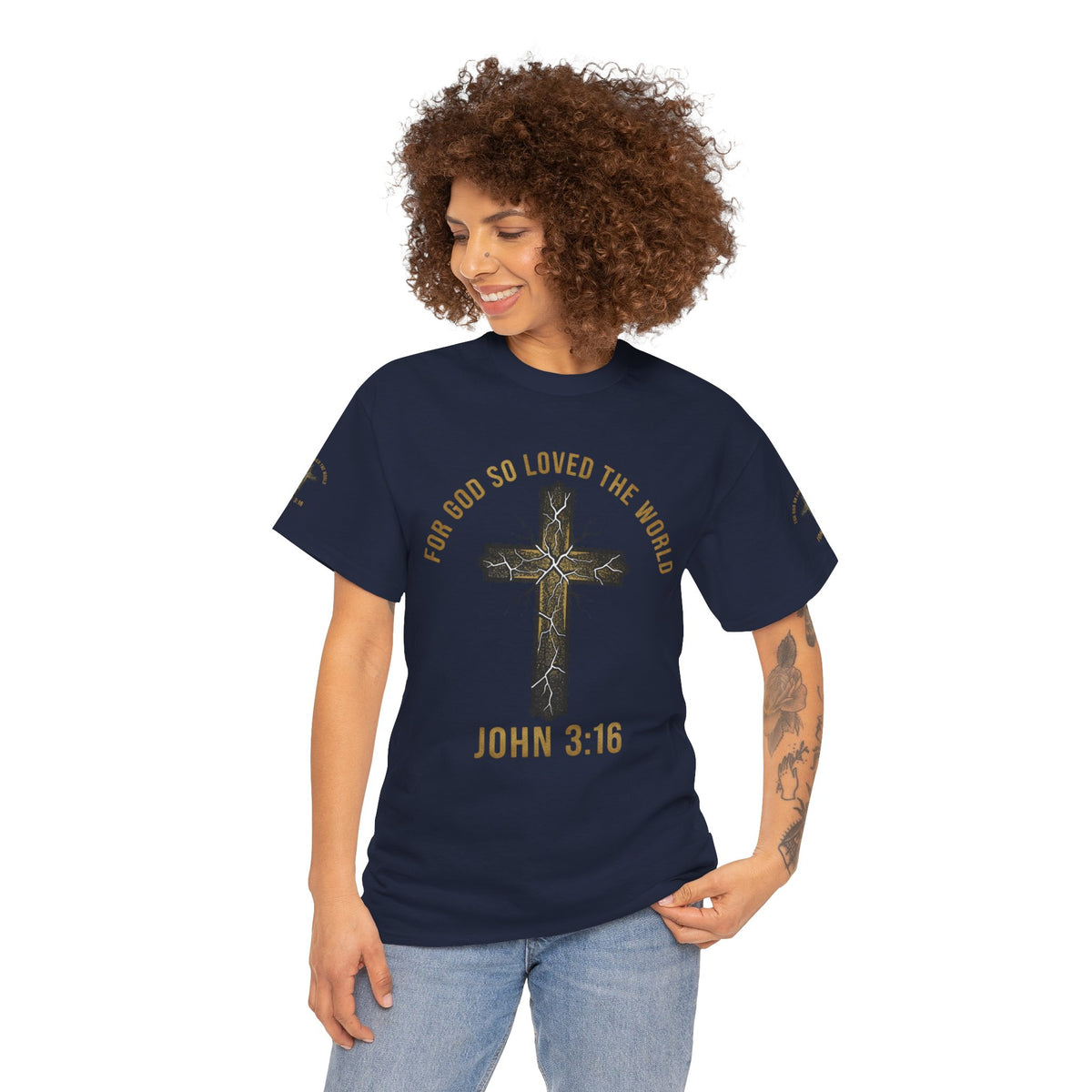 John 3:16 Cross T-Shirt — "For God So Loved the World" Christian Tee