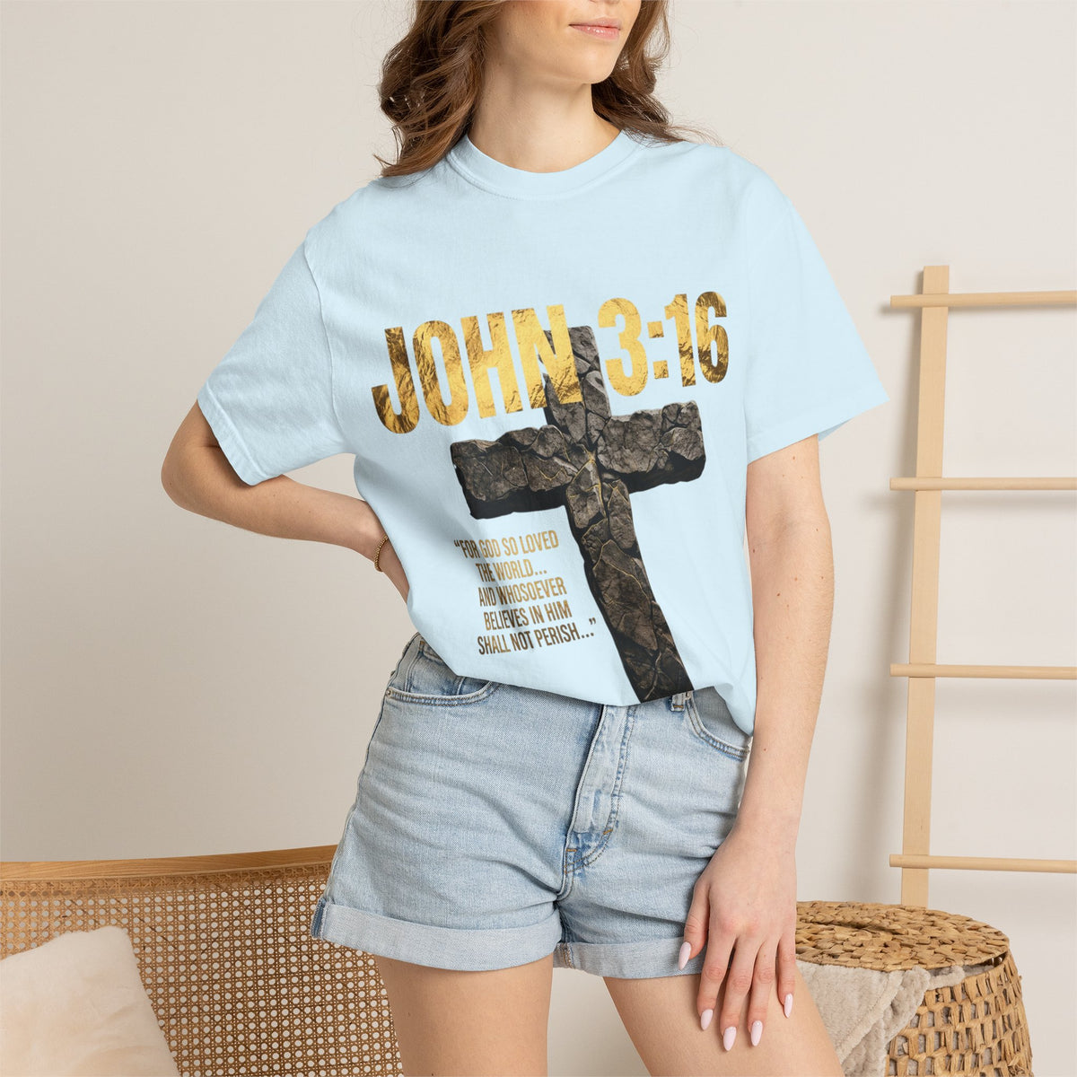 John 3:16 Cross T-Shirt — Christian Faith Scripture Tee