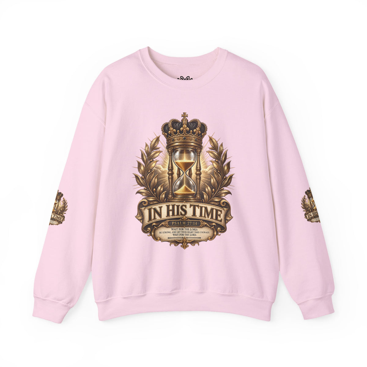 In His Time Crewneck Sweatshirt – Inspirational Christian Scripture Hourglass Design