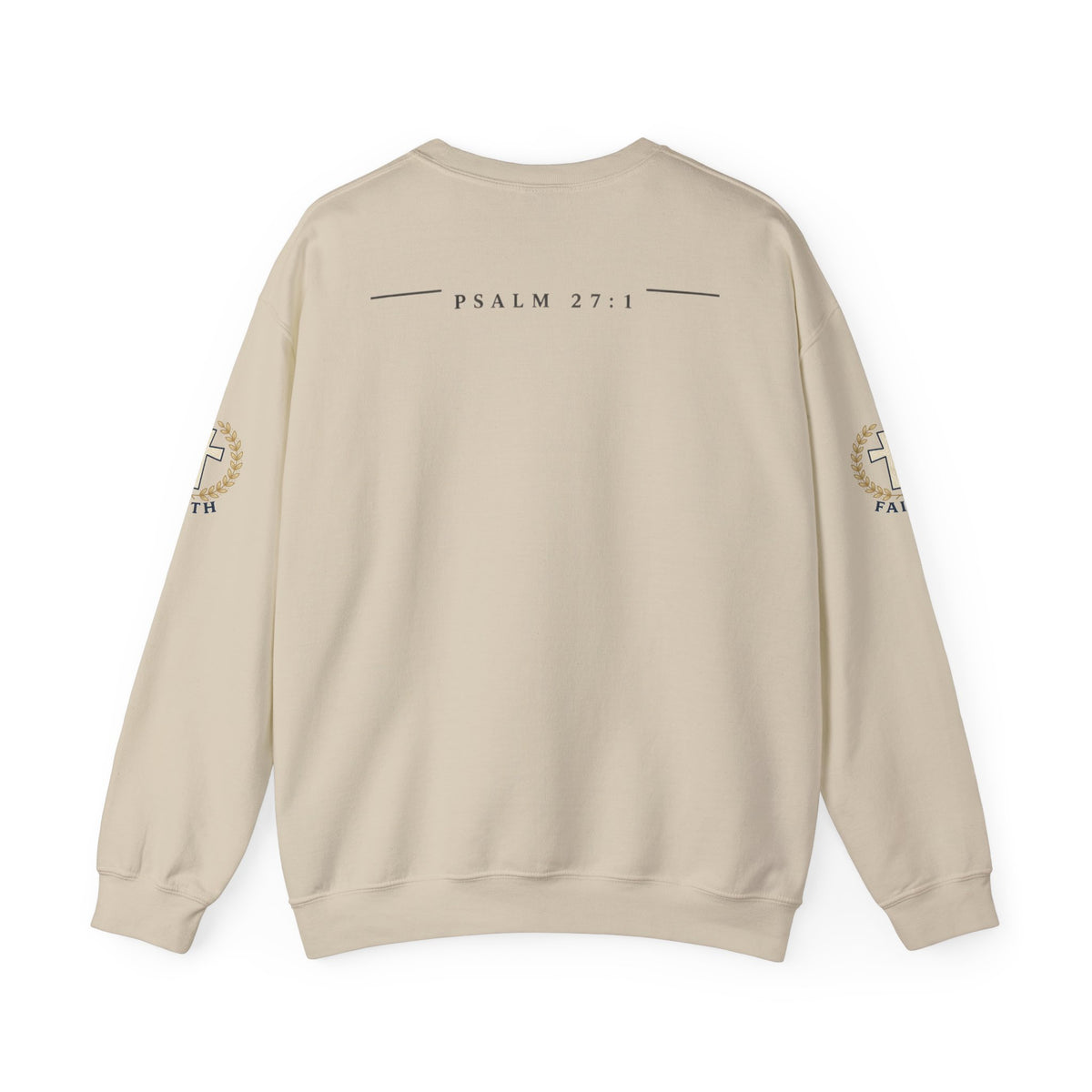 Faith Cross Crewneck Sweatshirt — Christian Psalm 27:1 Pullover
