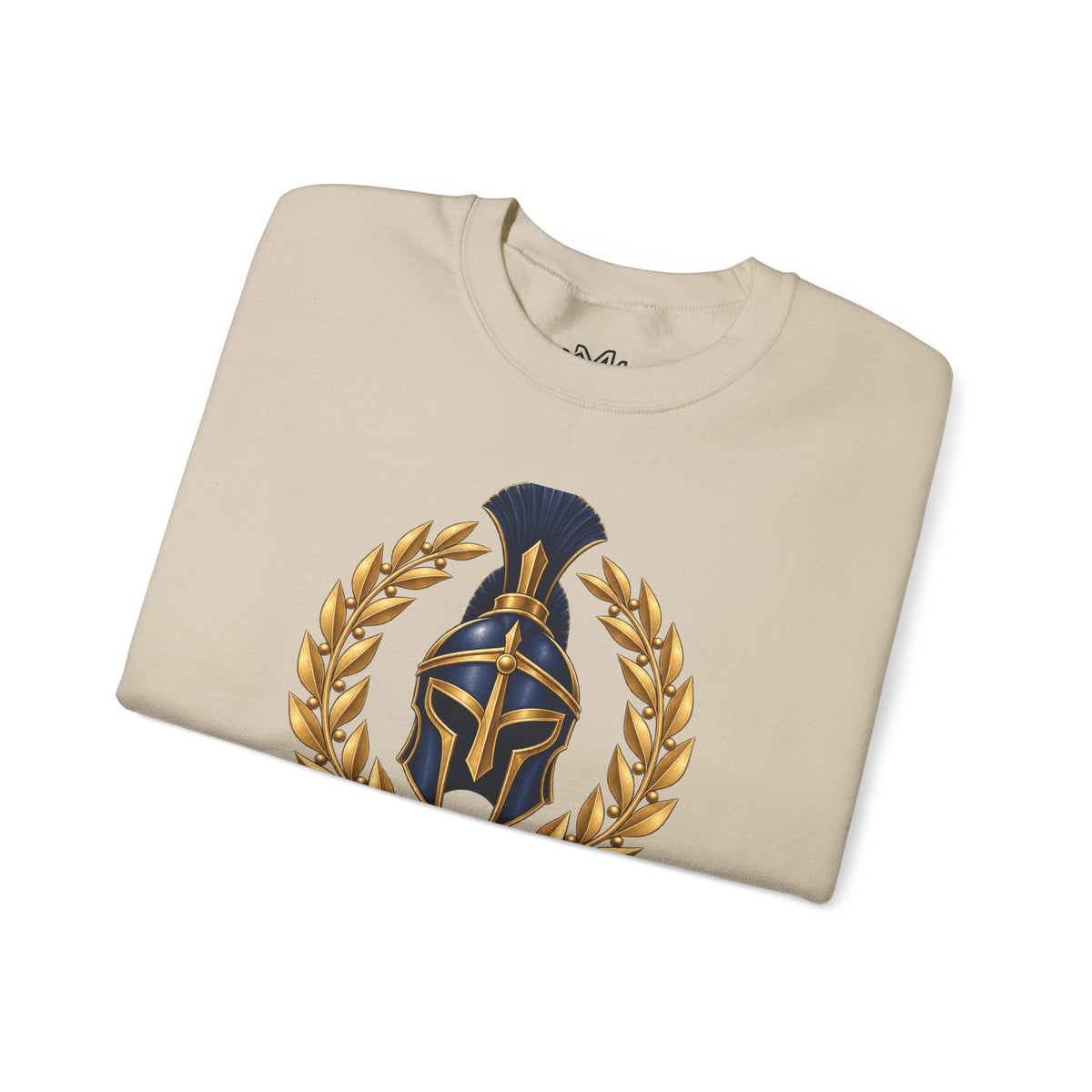 Crewneck Sweatshirt — "Be Strong and Take Heart" Psalm 31:24 Spartan Helmet Design