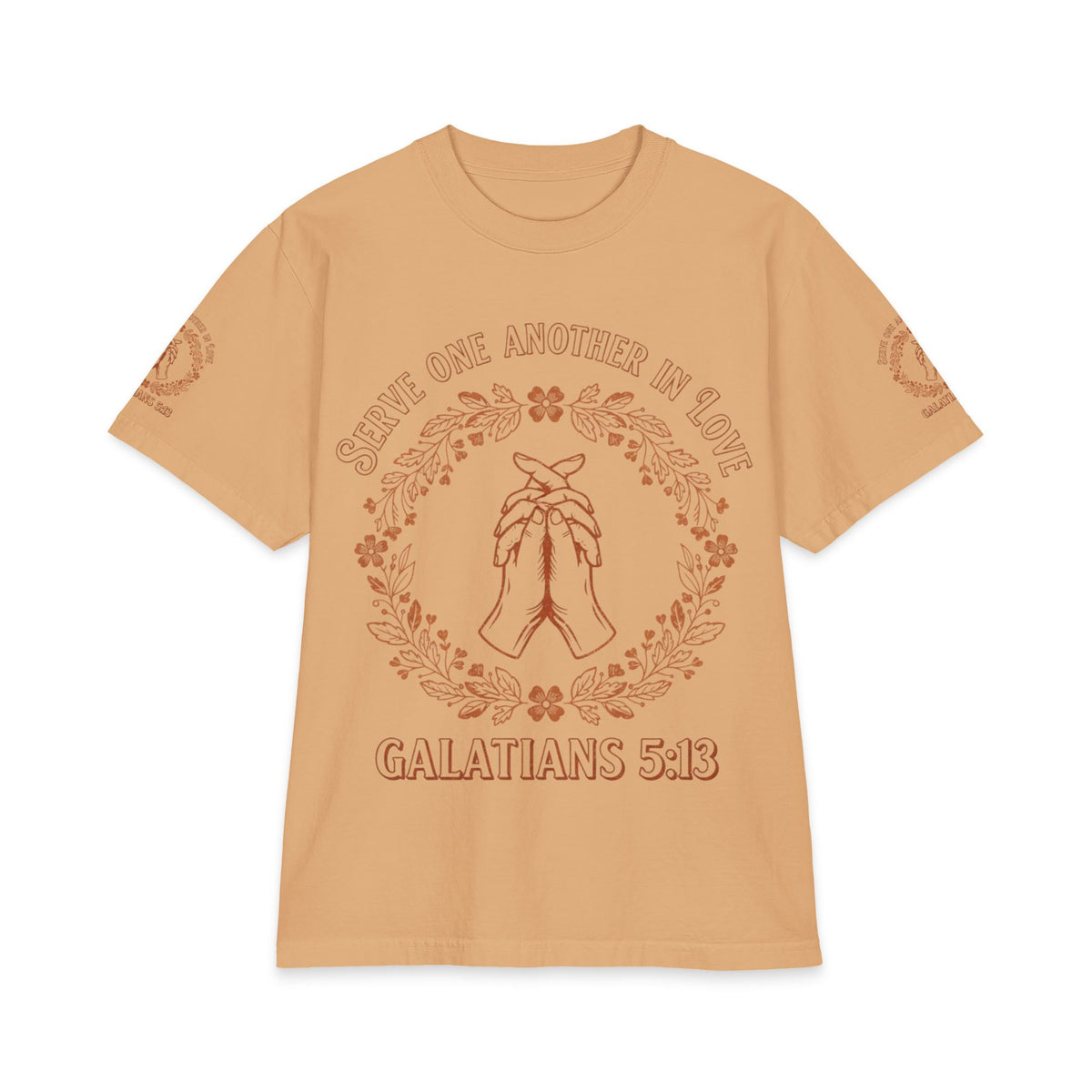 Galatians 5:13 Prayer Hands T-Shirt — Serve One Another in Love Christian Tee