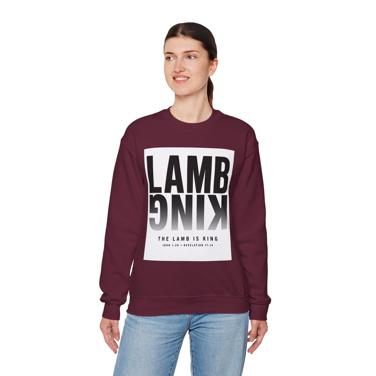 Lamb King Crewneck Sweatshirt — "The Lamb Is King" Christian Graphic Pullover