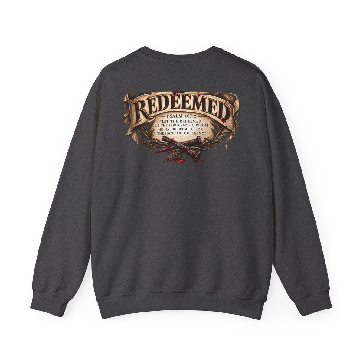 Redeemed Cross Sweatshirt — Christian Faith Crewneck (crown of thorns design)