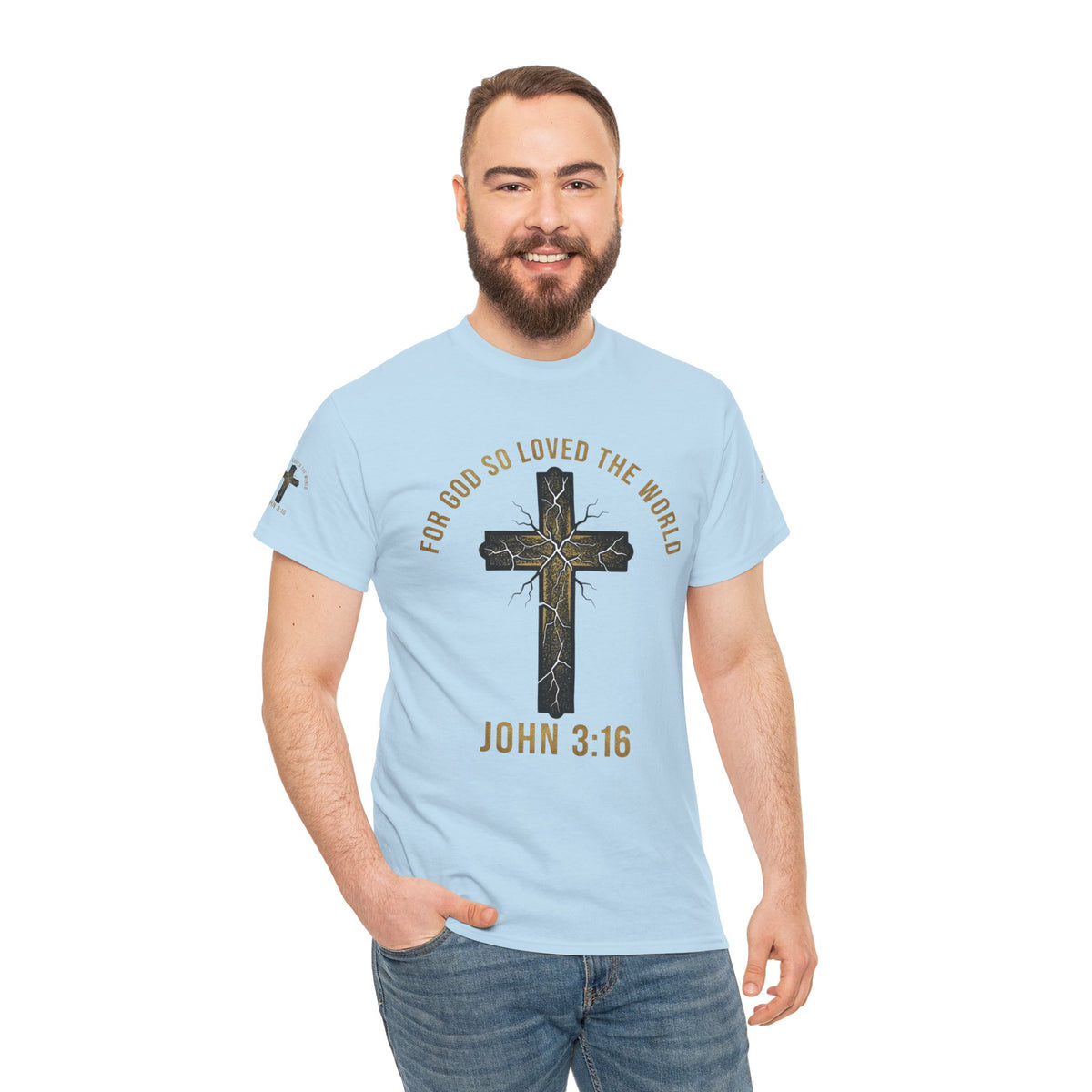 John 3:16 Cross T-Shirt — "For God So Loved the World" Christian Tee