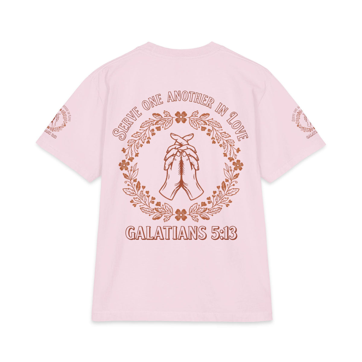 Galatians 5:13 Prayer Hands T-Shirt — Serve One Another in Love Christian Tee